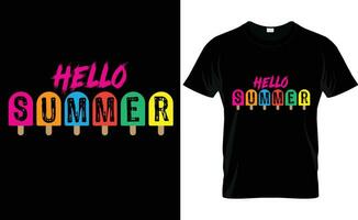 Hallo zomer typografie vrij t-shirt ontwerp vector