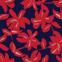 rode bloemen penseelstreken naadloze patroon achtergrond vector