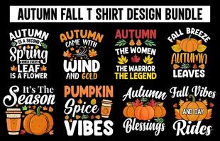 herfst t-shirt ontwerp vector bundel, vallen t shirt, herfst pompoen t overhemd reeks