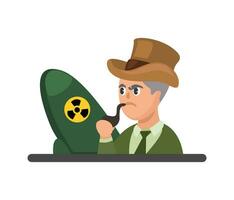 leger wetenschapper met nucleair wapen tekenfilm illustratie vector