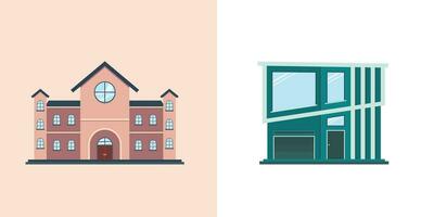 huizen exterieur vector illustratie vooraanzicht met dak. modern. herenhuis bouwen appartement. huis gevel met deuren en ramen.