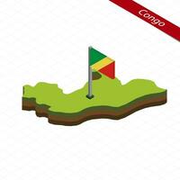 Congo isometrische kaart en vlag. vector illustratie.