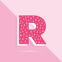 roze kleur brief r logo en icoon voor borst kanker bewustzijn maand vector