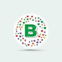 brief b logo ontwerp sjabloon met kleurrijk liefde hart ster en ballon vector