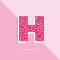 roze kleur brief h logo en icoon voor borst kanker bewustzijn maand vector