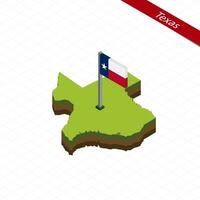 Texas isometrische kaart en vlag. vector illustratie.