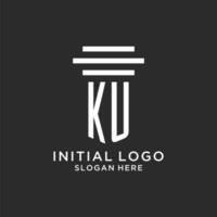 ku initialen met gemakkelijk pijler logo ontwerp, creatief wettelijk firma logo vector