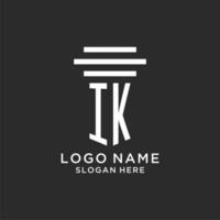 ik initialen met gemakkelijk pijler logo ontwerp, creatief wettelijk firma logo vector