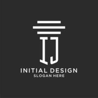 ij initialen met gemakkelijk pijler logo ontwerp, creatief wettelijk firma logo vector