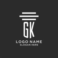 gk initialen met gemakkelijk pijler logo ontwerp, creatief wettelijk firma logo vector