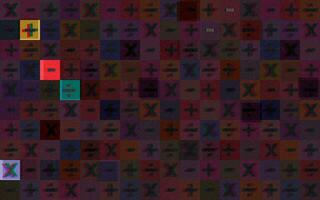 kleurrijk verdeling, plus, min en vermenigvuldigen teken overlappen transparant Aan donker Purper achtergrond met riso afdrukken effect vector illustratie.