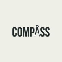 vector kompas minimaal tekst logo ontwerp