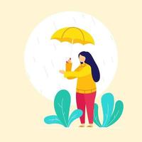 girl holding umbrella vector