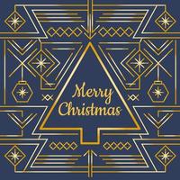 Gold Merry Christmas Card Vector