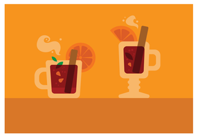Two Glasses Mulled Wine  vector