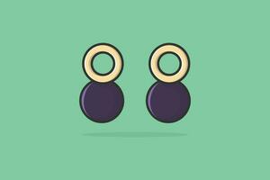 ronde vorm oorbellen sieraden vector illustratie. schoonheid mode voorwerpen icoon concept. Dames goud sieraden oorbellen vector ontwerp.