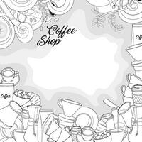 koffie winkel achtergrond sjabloon in tekening kunst ontwerp en mooi zo sjabloon voor koffie dag campagne vector