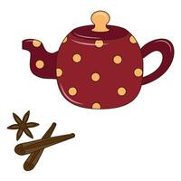 schattig clip art in herfst stijl met een theepot vector