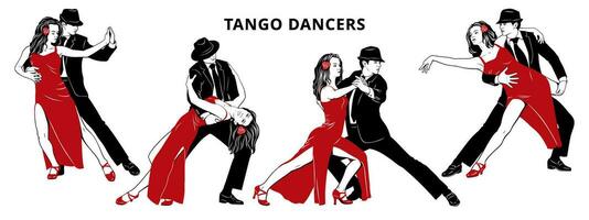 paren dansen tango set. vector cliparts geïsoleerd Aan wit.