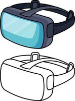 vr koptelefoon, vr bril, virtueel realiteit koptelefoon tekenfilm stijl vector illustratie , hmd hoofd gemonteerd Scherm vr headsets gekleurde en zwart en wit voorraad vector beeld