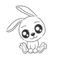 schattig konijn is zittend tekenfilm vector voor kleur