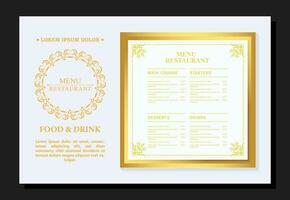 elegante restaurantmenuomslag met logo-ornament vector