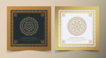 luxe mandala decoratieve kaart in gouden kleur vector