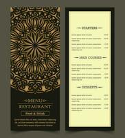 elegante restaurantmenuomslag met logo-ornament vector