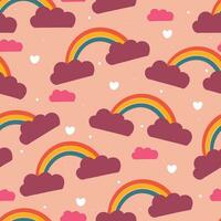 naadloos patroon tekenfilm regenboog en wolken vector