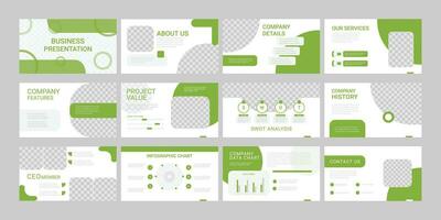 presentatie sjabloon, groen infographic elementen Aan wit achtergrond. vector glijbaan sjabloon voor bedrijf project presentaties en marketing.