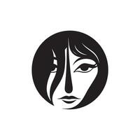 een zwart en wit logo van een vrouw gezicht vector