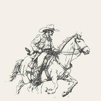 rodeo western cowboy wijnoogst hand- getrokken artwork vector