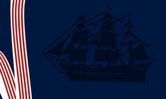 Columbus dag Verenigde Staten van Amerika achtergrond. silhouet van schip en strepen. vector illustratie