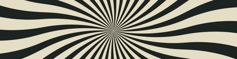 zwart en wit spiraal patroon hypnose. radiaal draaikolk met ronddraaien strepen, starburst spinnen achtergrond. vlak vector illustratie geïsoleerd
