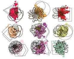 tatoeëren kunst grafiek bloem tekening kleuren en schetsen vector