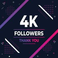 dank u 4k abonnees of volgers. web sociaal media modern post ontwerp vector