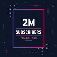 dank u 2m abonnees of volgers. web sociaal media modern post ontwerp vector