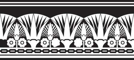 vector monochroom naadloos Egyptische grens. eindeloos ornament van oude Afrika. patroon van lotus bloemen en zon.