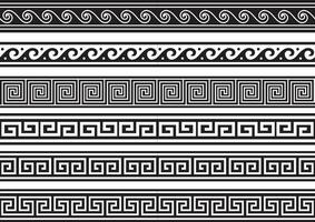 reeks van vector monochroom naadloos Grieks klassiek ornament. patroon voor een grens en een kader. oude Griekenland en de Romeins rijk. eindeloos zwart slingeren.