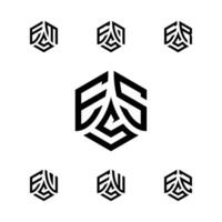 ess zeshoek logo, zeshoek met drie initialen logo vector, ontwikkelen, natuurlijk, modern, financiën logo, echt landgoed en bouw, krachtig, geschikt voor uw bedrijf. vector