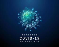 corona verslagen. overwinning op het covid-19-virus. vector