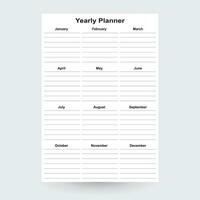 jaarlijks planner, jaar Bij een blik, jaarlijks planner, jaarlijks organisator, jaarlijks overzicht,jaarlijks doel tracker, maandelijks planner, jaarlijks planning sjabloon vector