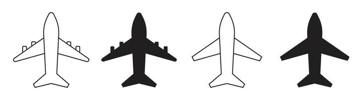vliegtuig luchthaven vlak icoon silhouet schets icoon vector
