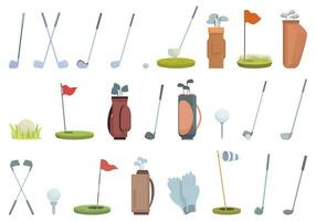 golf club pictogrammen reeks tekenfilm vector. schommel sport vector
