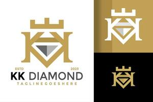 brief kk diamant sieraden ogo ontwerp vector symbool icoon illustratie