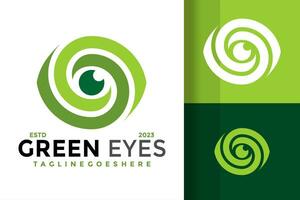 groen oog illusie logo ontwerp vector symbool icoon illustratie