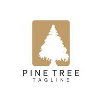 pijnboom boom logo, vector ontwerp illustratie sjabloon groenblijvend boom wijnoogst silhouet Woud