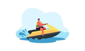 mensen jong rijden een Jet ski vector illustratie