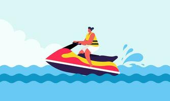 mensen jong rijden een Jet ski vector illustratie