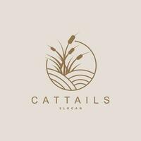 kreken en cattails rivier- logo, gras ontwerp gemakkelijk minimalistische illustratie vector sjabloon